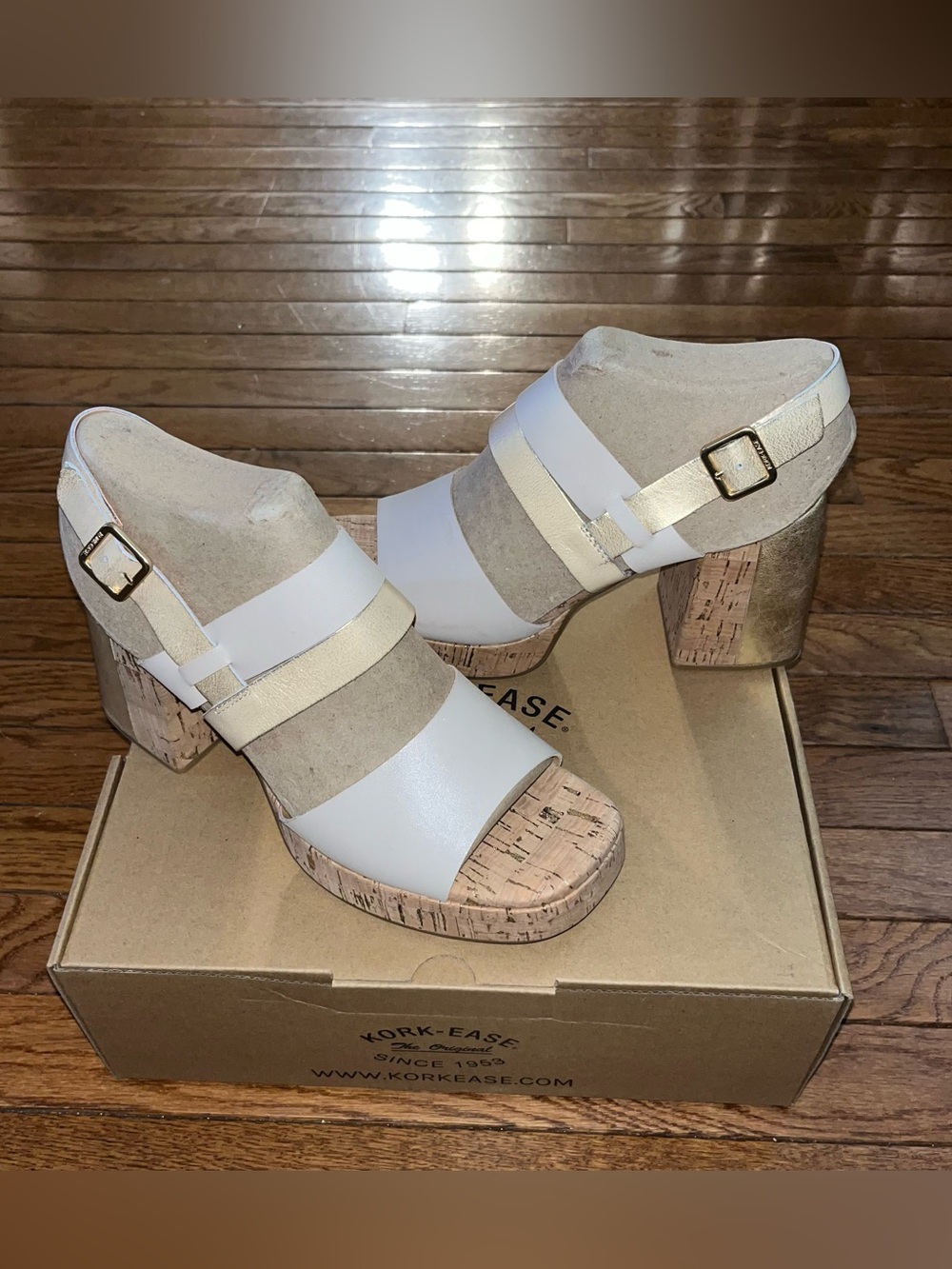 Kork-Ease Maxi Sandal Platform & Cork Natural Combo Cream, Tan & Gold Women’s 10 - Picture 5 of 12
